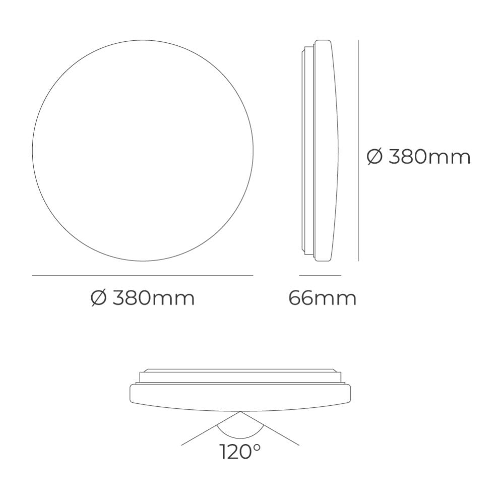 Aplique led circular de superficie 24w 3cct 2490 lm ø38 x 6,6 cm