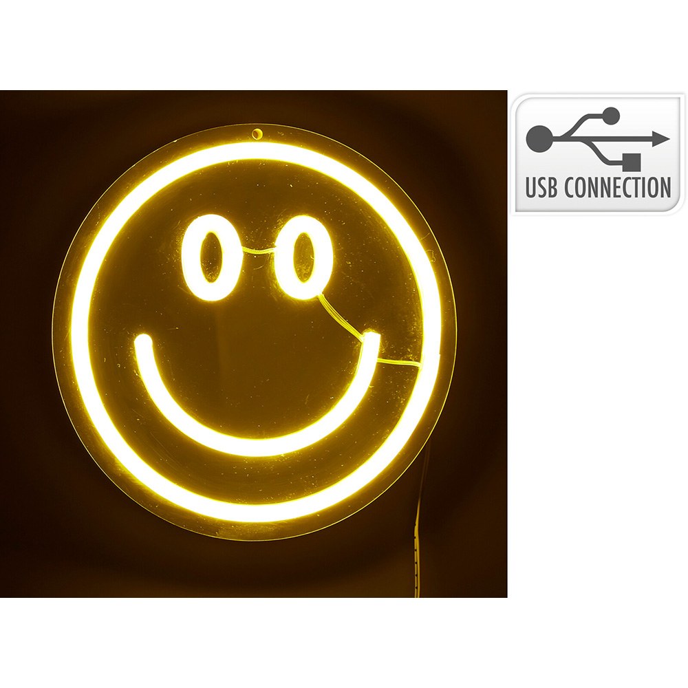 Luz led neón decorativa carita - espejo, 20 x 20 cm