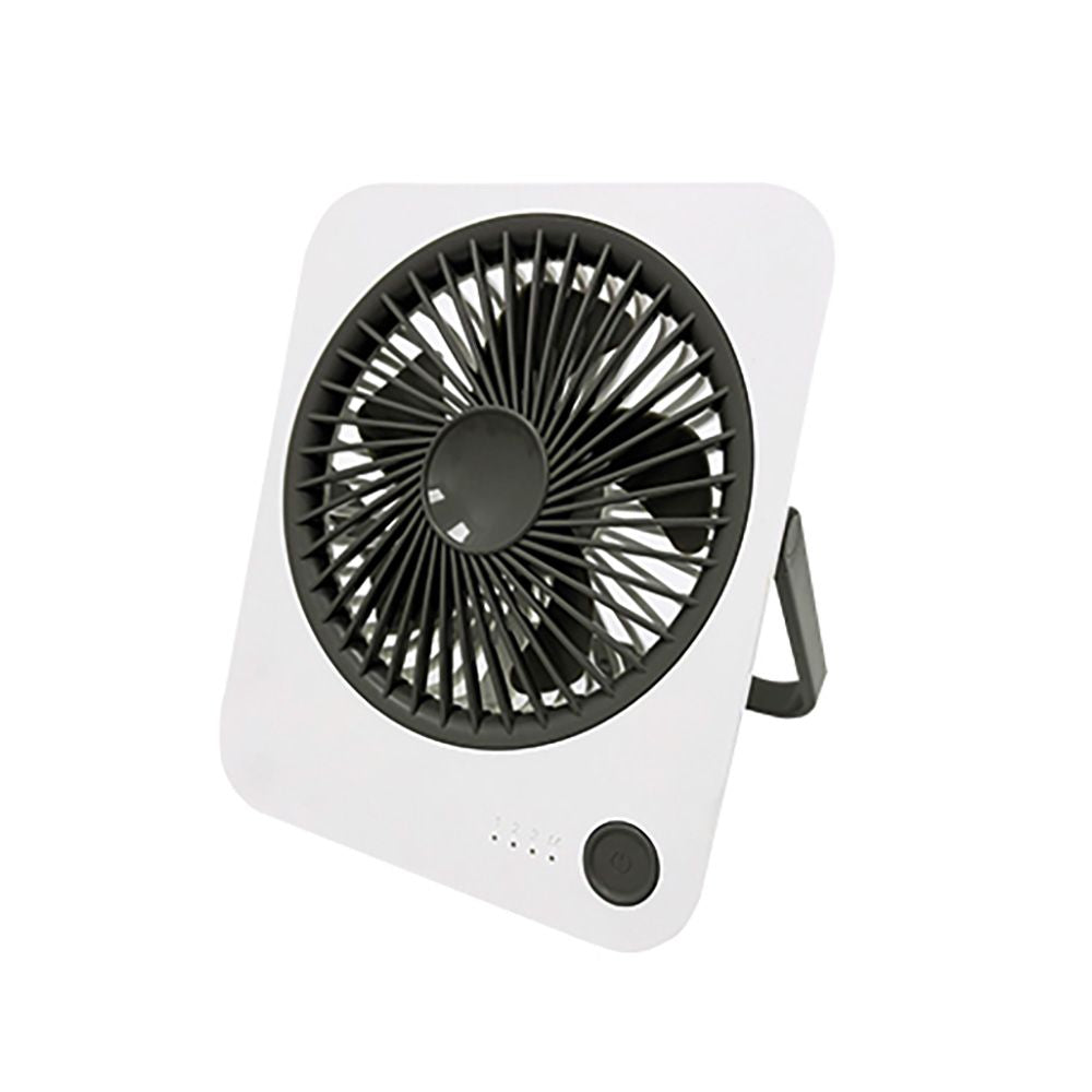 Ventilador de sobremesa recargable blanco y negro, 1200 mah, 165 x 140 x 32,5 mm