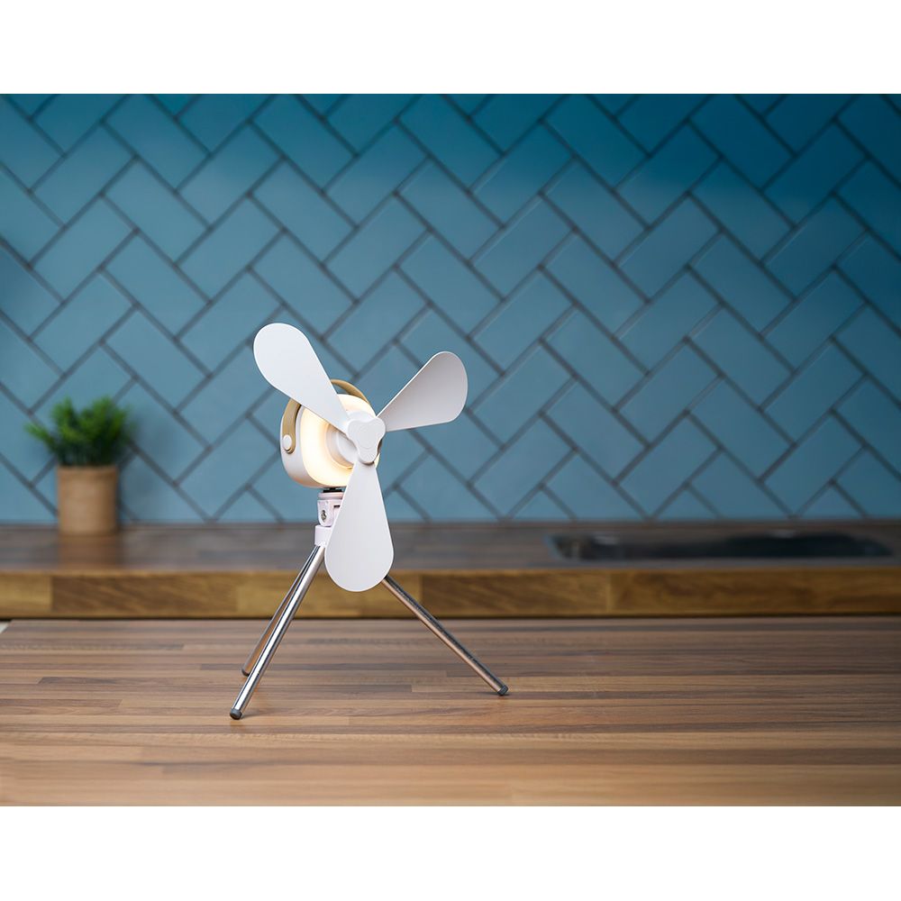 Ventilador de sobremesa, recargable con usb, 3 aspas, 4 velocidades, con mando