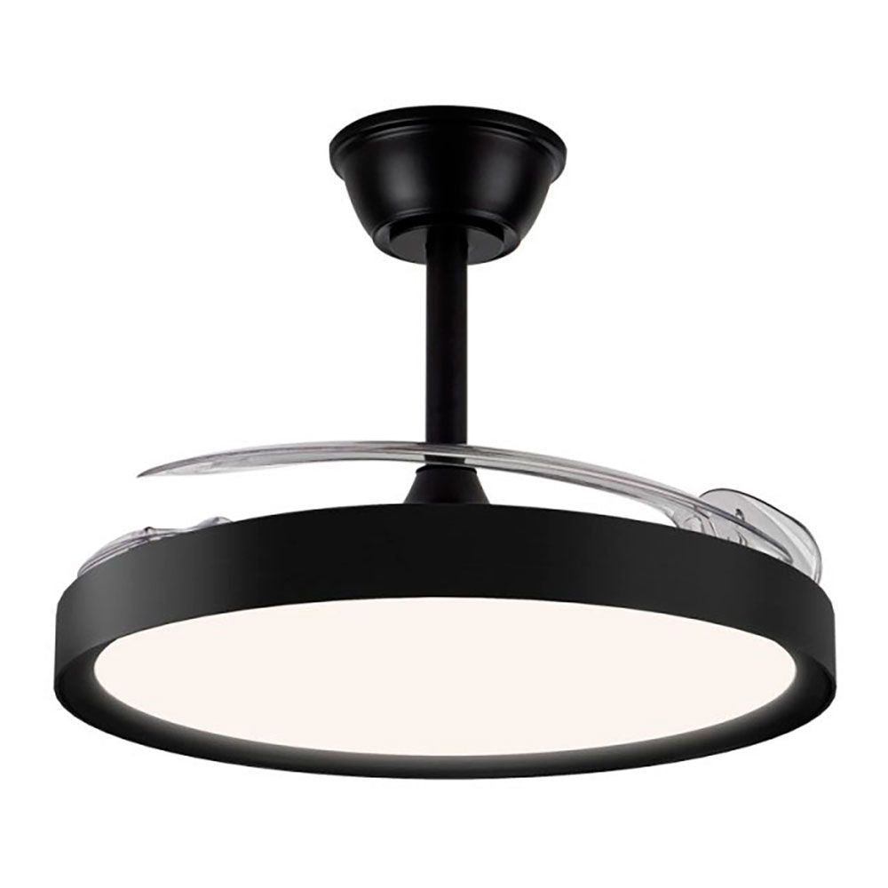 Ventilador de techo led 3cct aspas retráctiles polaris 43 w 4430 lm negro, aspas ø106 cm, plafón ø48,5 cm, altura 32 - 42 cm