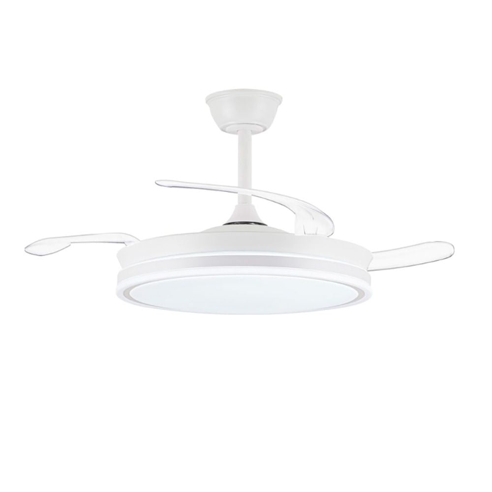 Ventilador de techo led 3cct aspas retráctiles evo smart 72 w 7920 lm blanco, aspas ø106 cm, plafón ø48,5 cm, altura 32 - 42 cm