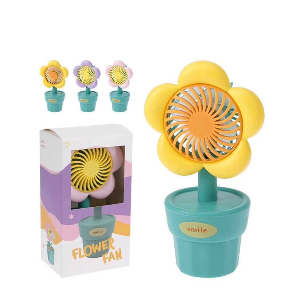 Ventilador de sobremesa, recargable, 3 w, con forma de flor, colores surtidos, 8 x 6 x 15,5 cm