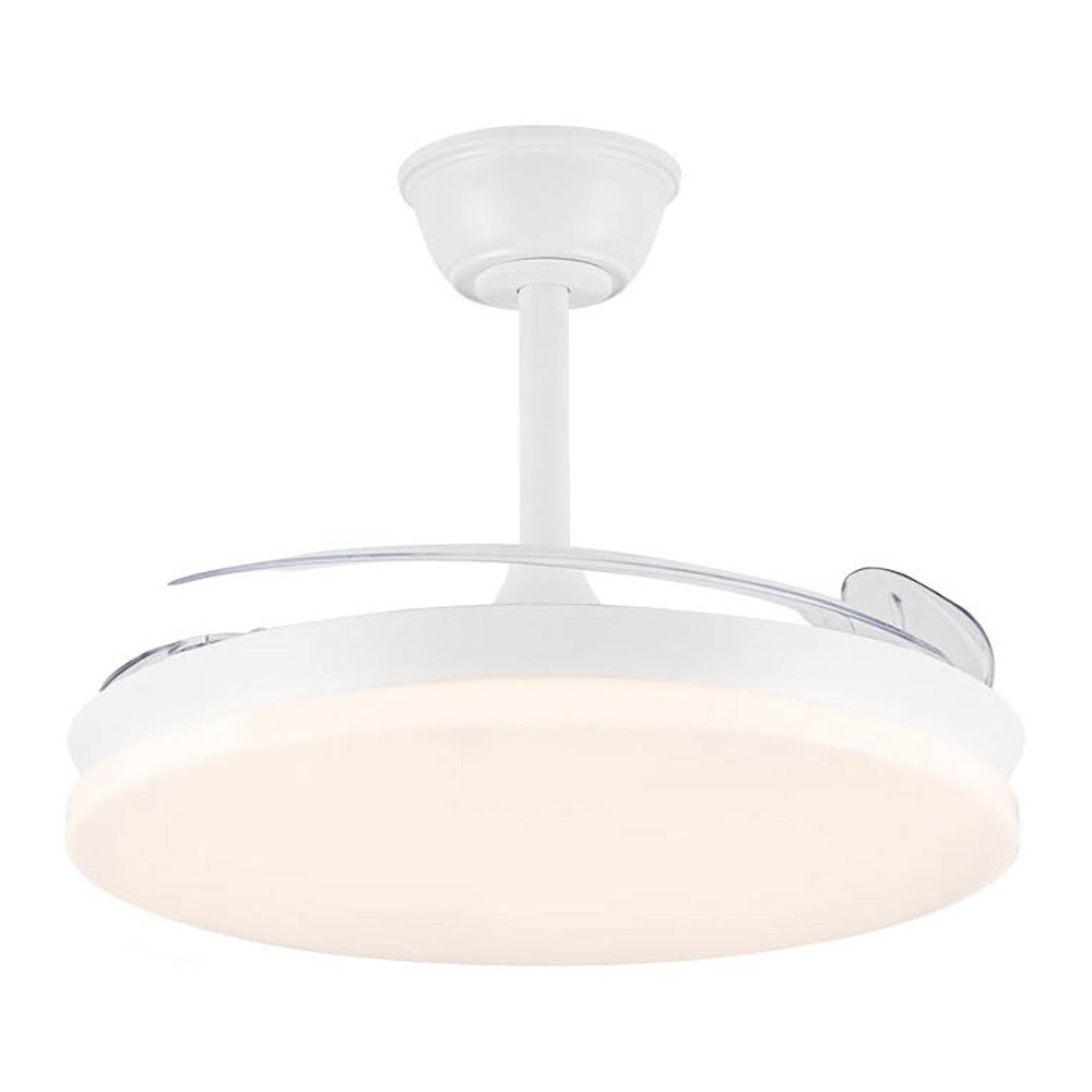Ventilador techo, led 3cct, aspas retráctiles, milky m eco, 45 w, 4400 lm, blanco, ø106 cm, plafón ø48 cm, altura 32 - 42 cm