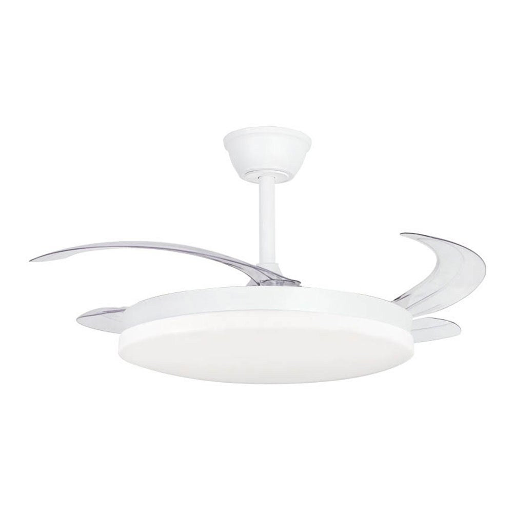 Ventilador techo, led 3cct, aspas retráctiles, milky l evo smart, 72 w, 7920 lm, blanco, ø120 cm, plafón ø48 cm, altura 32 - 42 cm