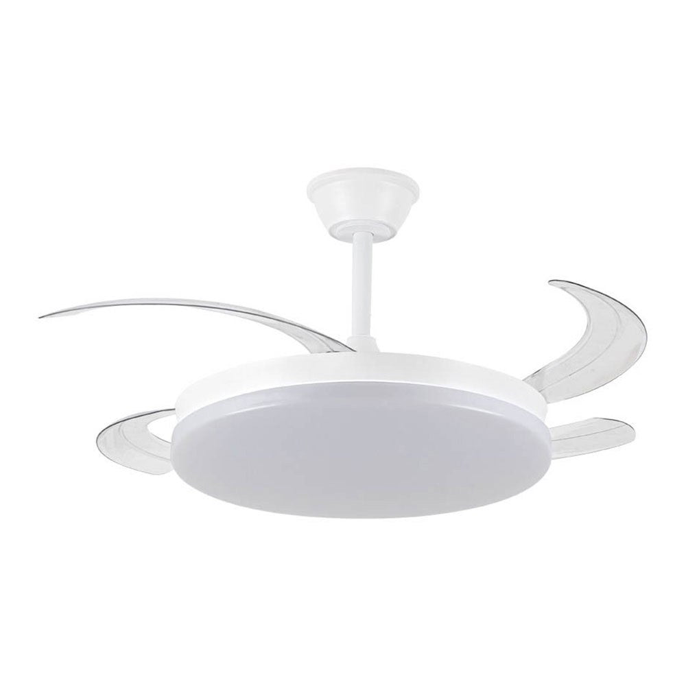 Ventilador techo, led 3cct, aspas retráctiles, milky l evo smart, 72 w, 7920 lm, blanco, ø120 cm, plafón ø48 cm, altura 32 - 42 cm