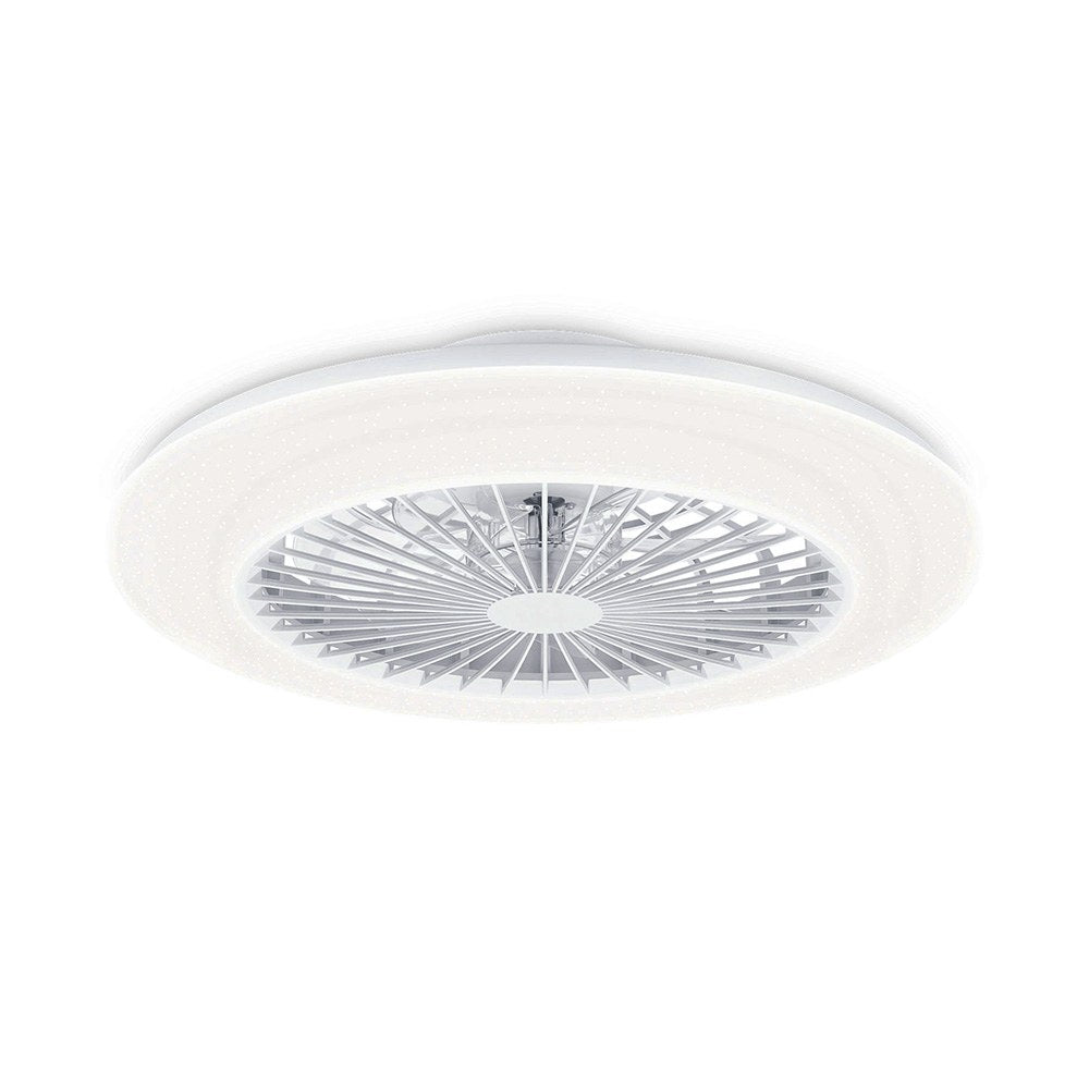 Ventilador de techo, led 3 cct, motor dc 25 w + led 60 w, modelo amigo, blanco con difusor efecto estrellado, ø57,5 cm