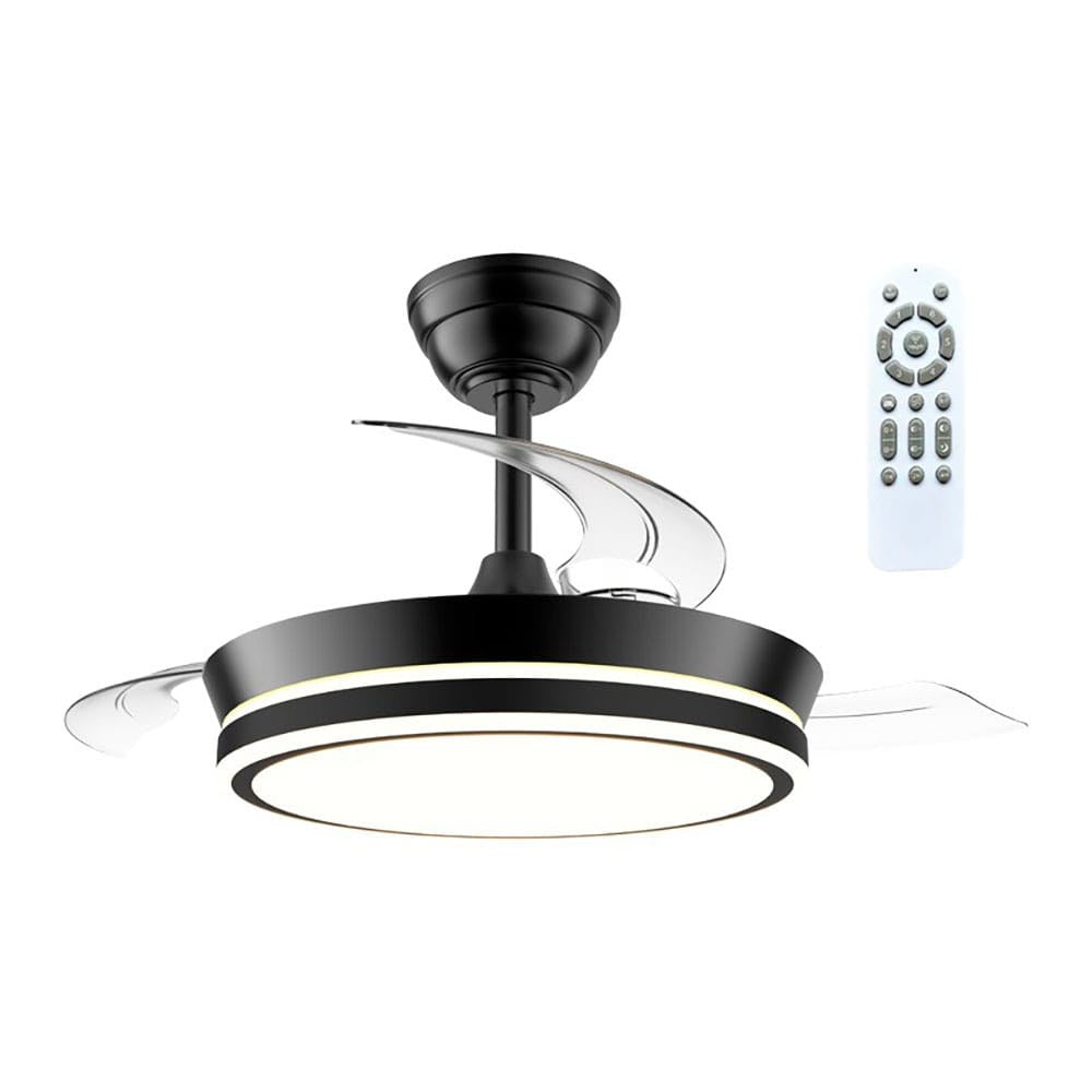 Ventilador de techo led cct, 3 aspas retráctiles 39 w, 4290 lm, negro, aspas ø90 cm, plafón ø41 cm, altura 28 - 38 cm