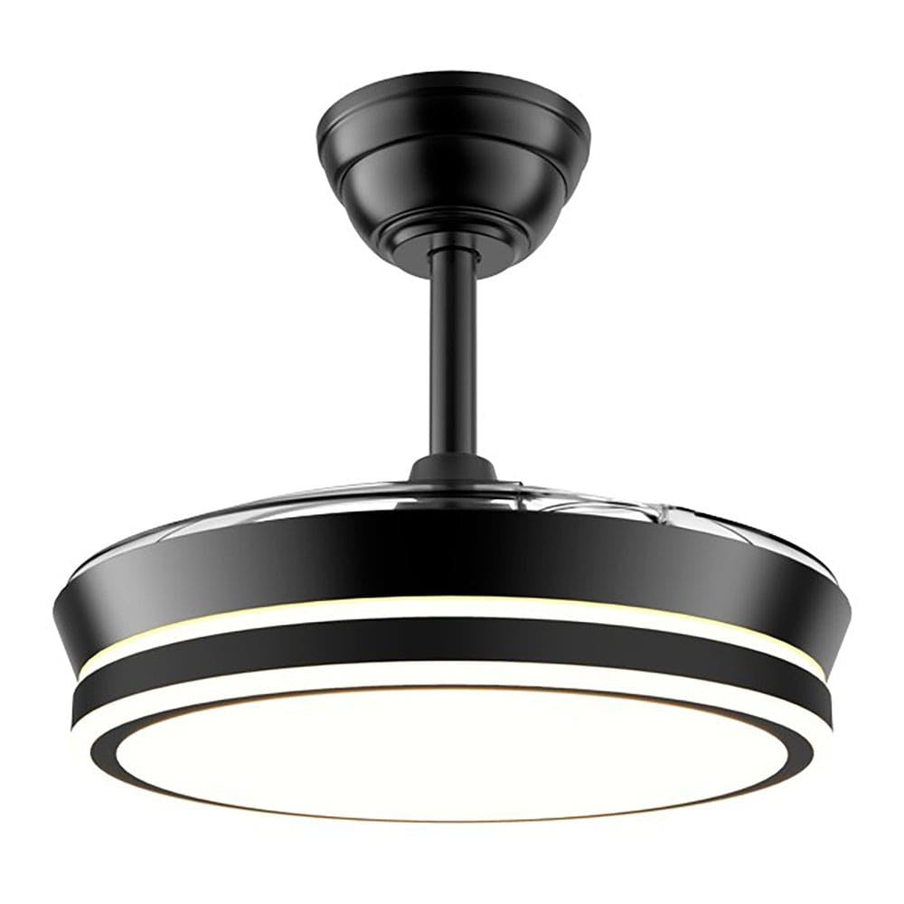 Ventilador de techo led cct, 3 aspas retráctiles 39 w, 4290 lm, negro, aspas ø90 cm, plafón ø41 cm, altura 28 - 38 cm
