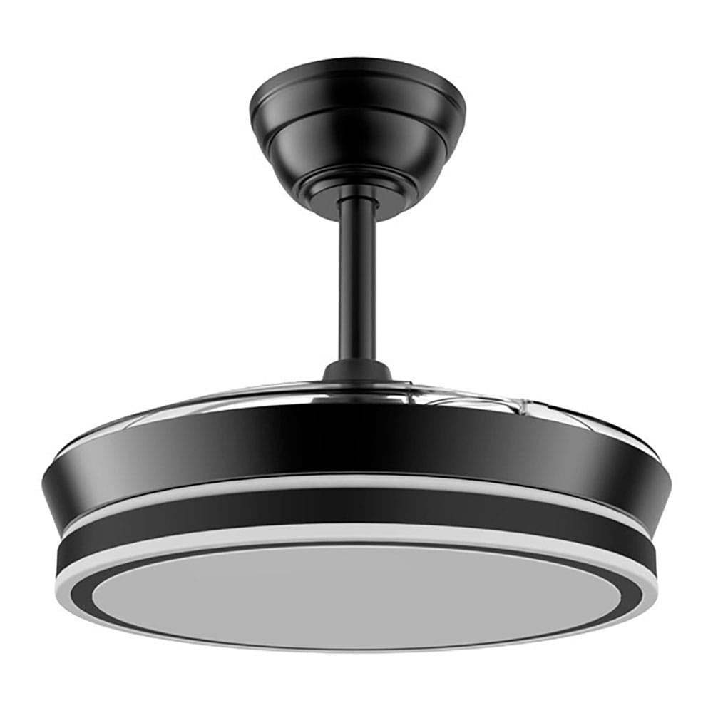 Ventilador de techo led cct, 3 aspas retráctiles 39 w, 4290 lm, negro, aspas ø90 cm, plafón ø41 cm, altura 28 - 38 cm