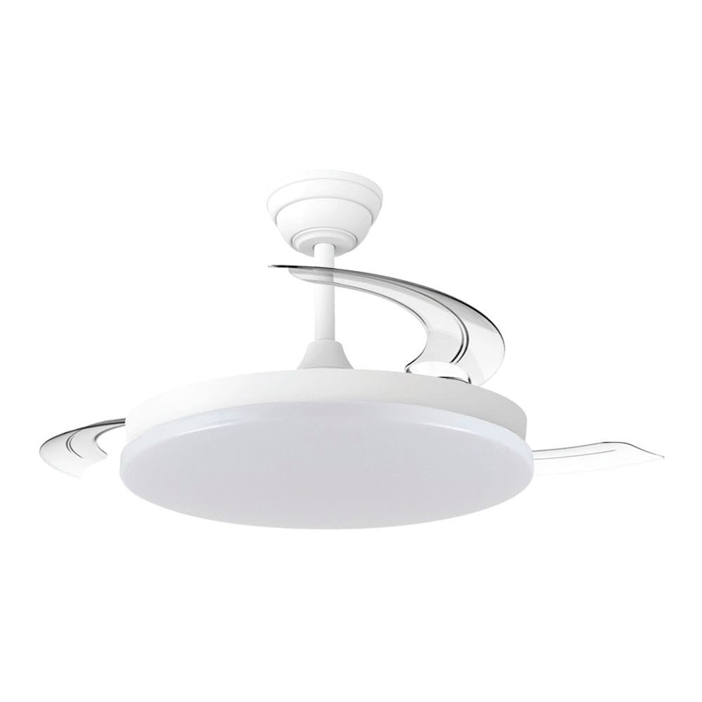 Ventilador de techo, led 3cct, aspas retráctiles, 48 w, 5280 lm, blanco, ø106 cm, plafón ø48 cm, altura 28 - 38 cm