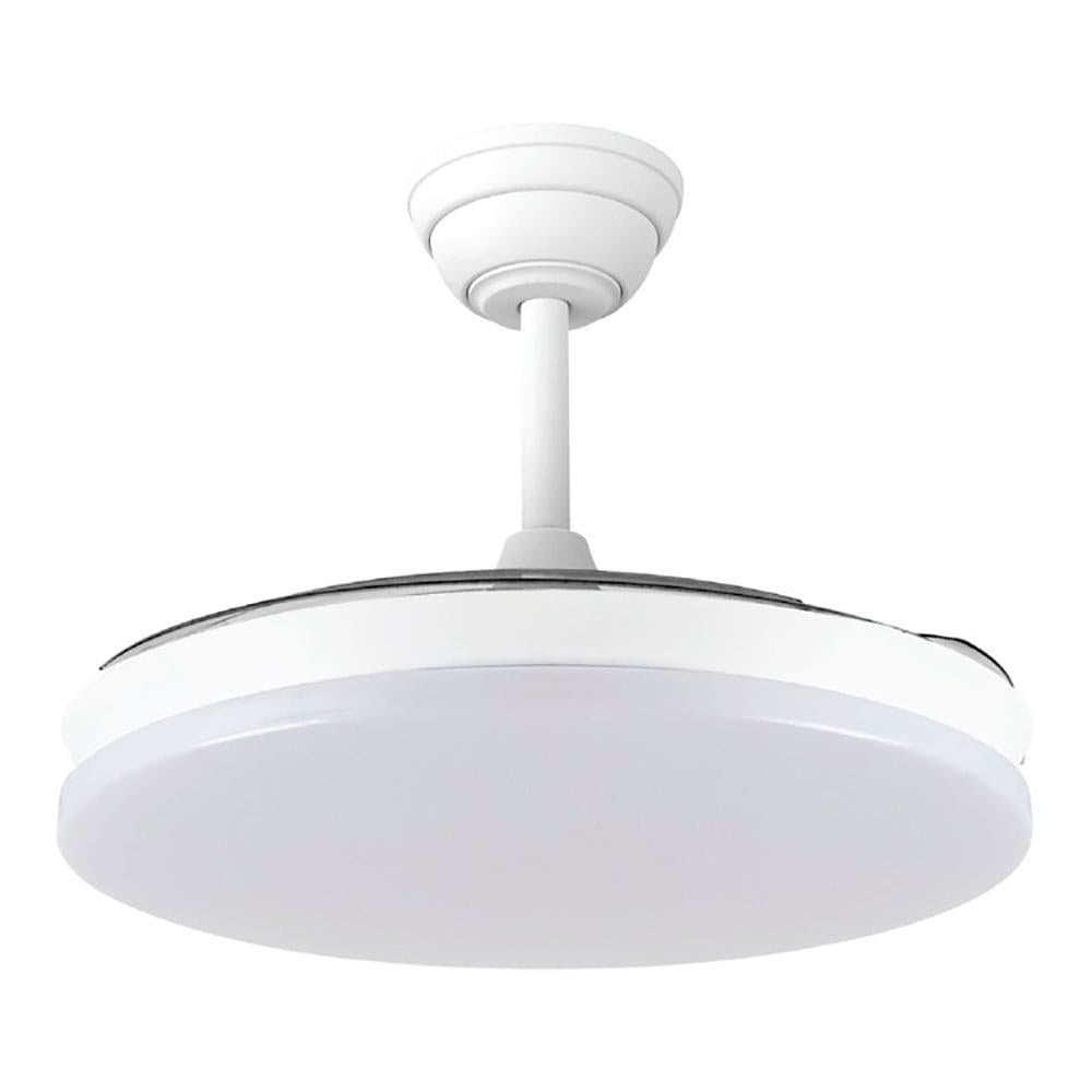 Ventilador de techo, led 3cct, aspas retráctiles, 48 w, 5280 lm, blanco, ø106 cm, plafón ø48 cm, altura 28 - 38 cm