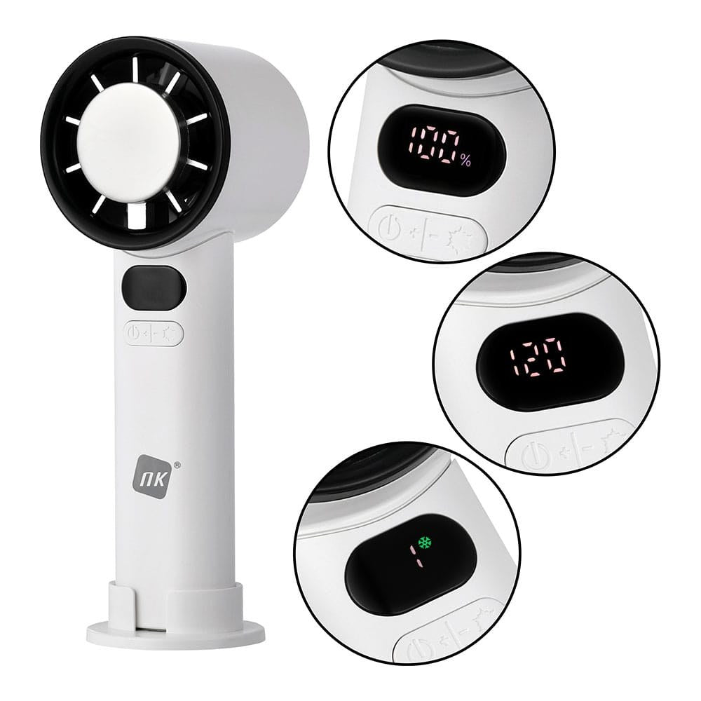 Ventilador de mano recargable con enfriador, abs, blanco, ø5,8 x 5,7 x 16,5 cm