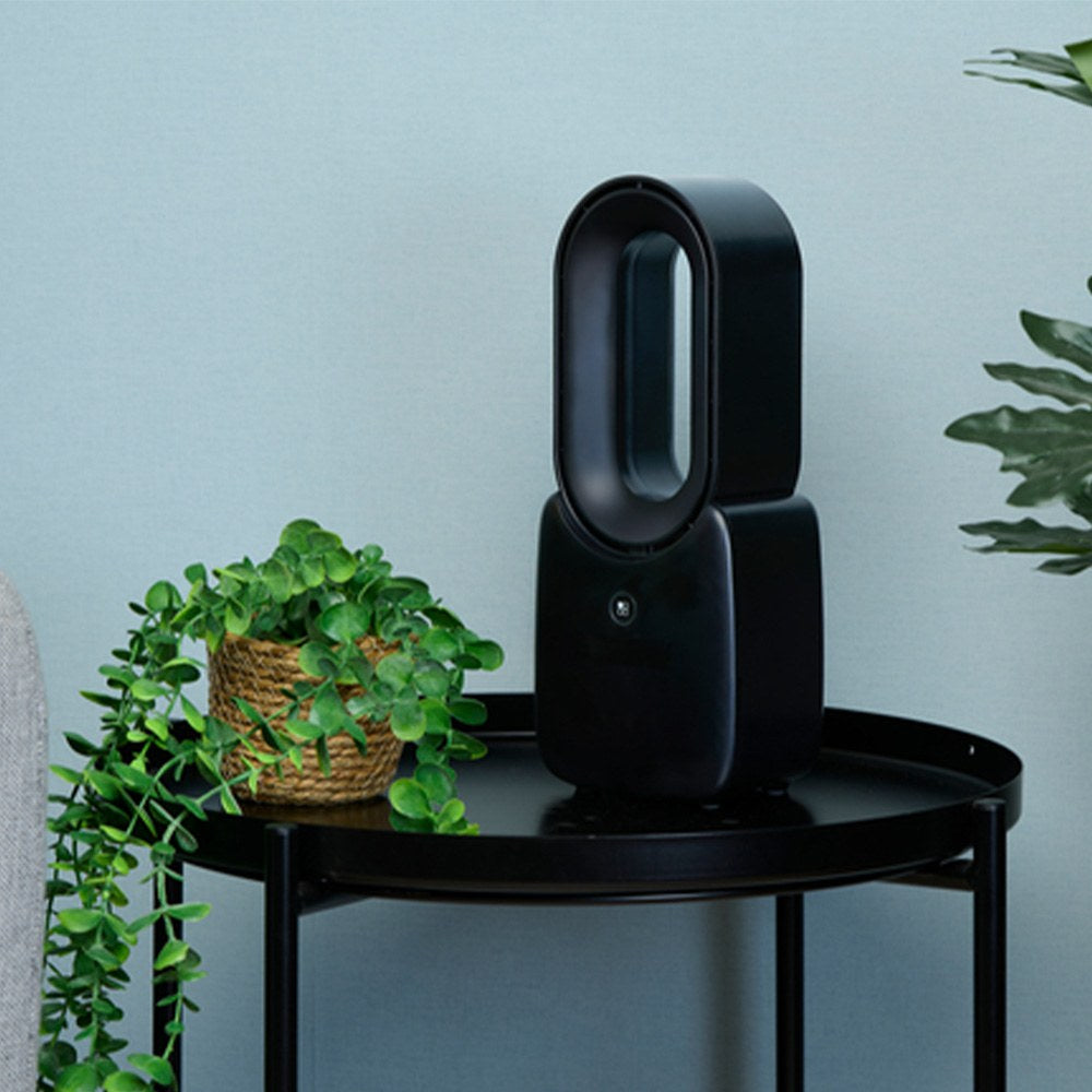 Ventilador de sobremesa recargable con usb sin aspas, 3 velocidades, negro, 12,4 x 9 x 30 cm