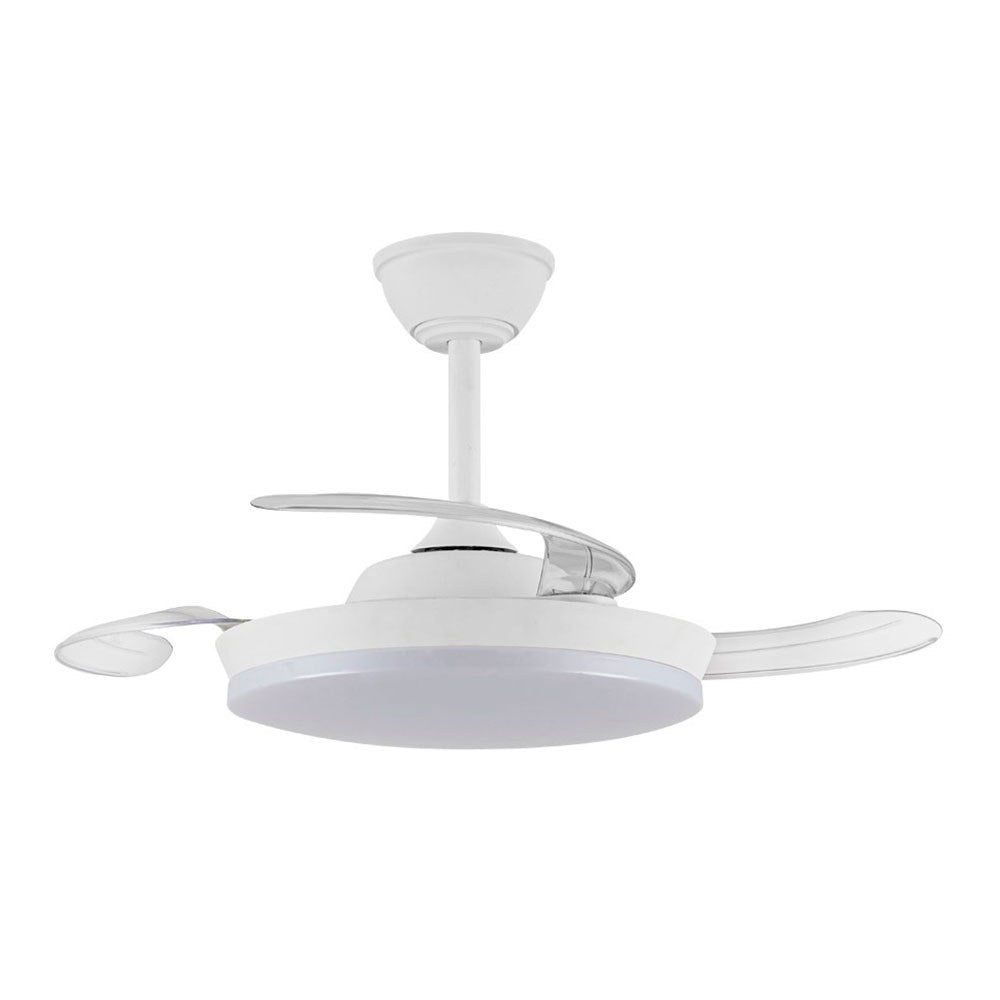 Ventilador techo led 3cct aspas retráctiles dc 39w 3822 lm, blanco, 92 cm