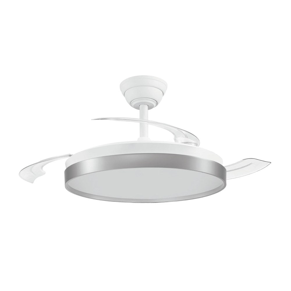 Ventilador de techo con aspas retráctiles 3cct, dc 30w + 48w, plateado, ø106 cm