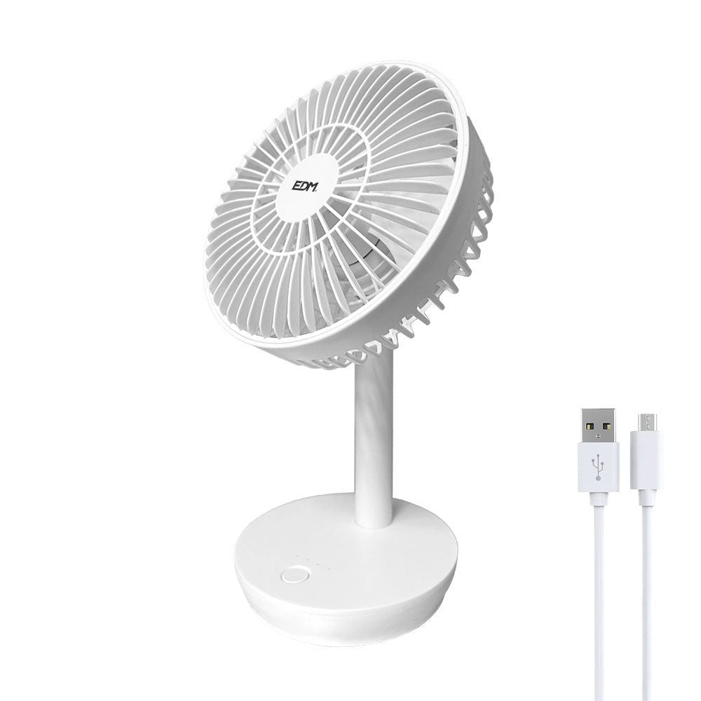 Ventilador de sobremesa recargable blanco 5w, 31,6 db, aspas: ø14,5 cm 17 x 13 x 26 cm