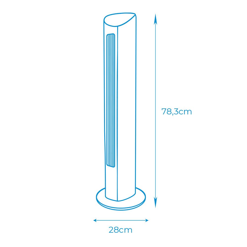 Ventilador de torre. potencia: 60 w, 54,8 db, mando a distancia, negro 28 x 78,3 cm