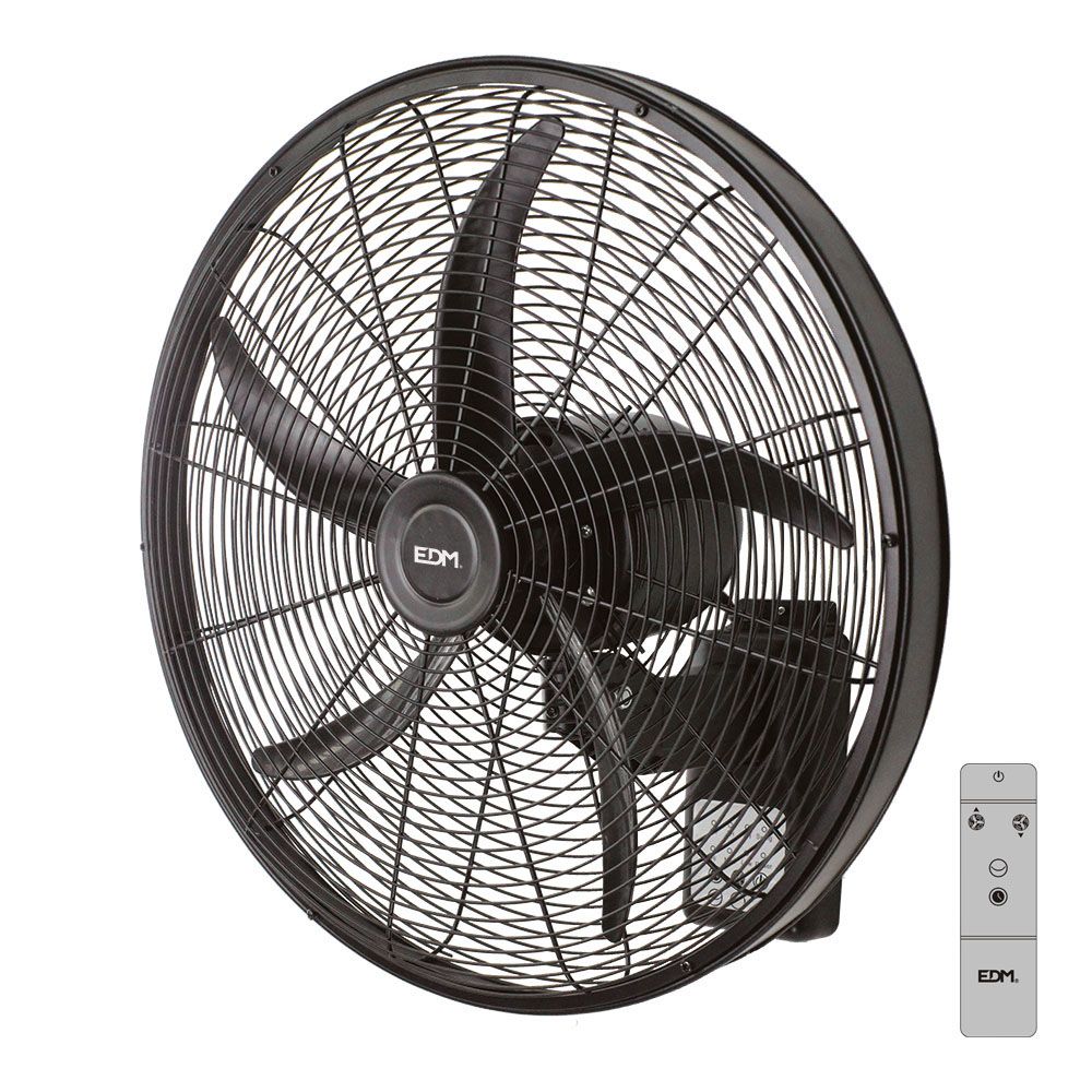 Ventilador pared mando a distancia, negro, potencia 100 w, 64,7 db, aspas ø45 cm