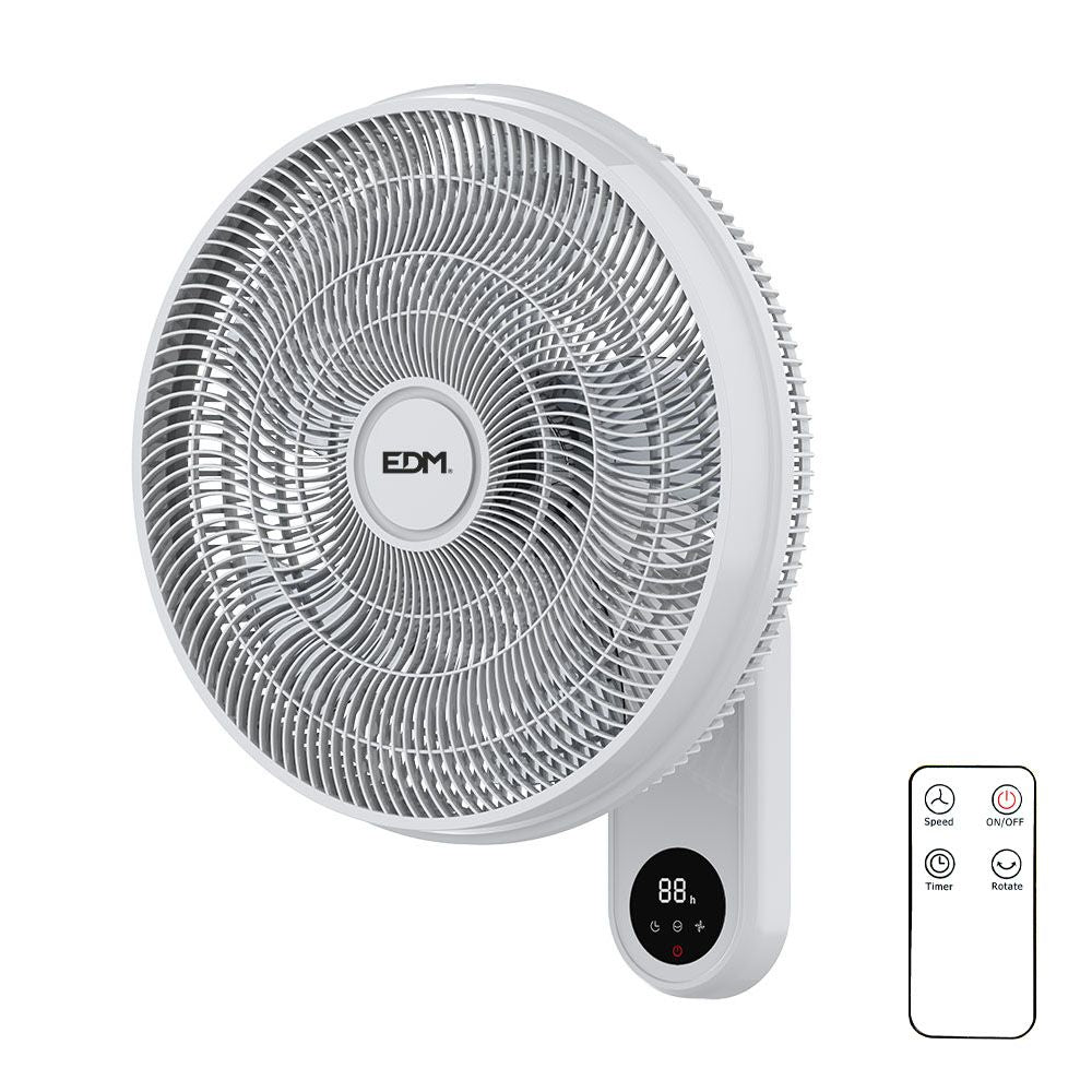 Ventilador pared mando a distancia, blanco, potencia 55 w, 57,24 db, aspas ø40 cm