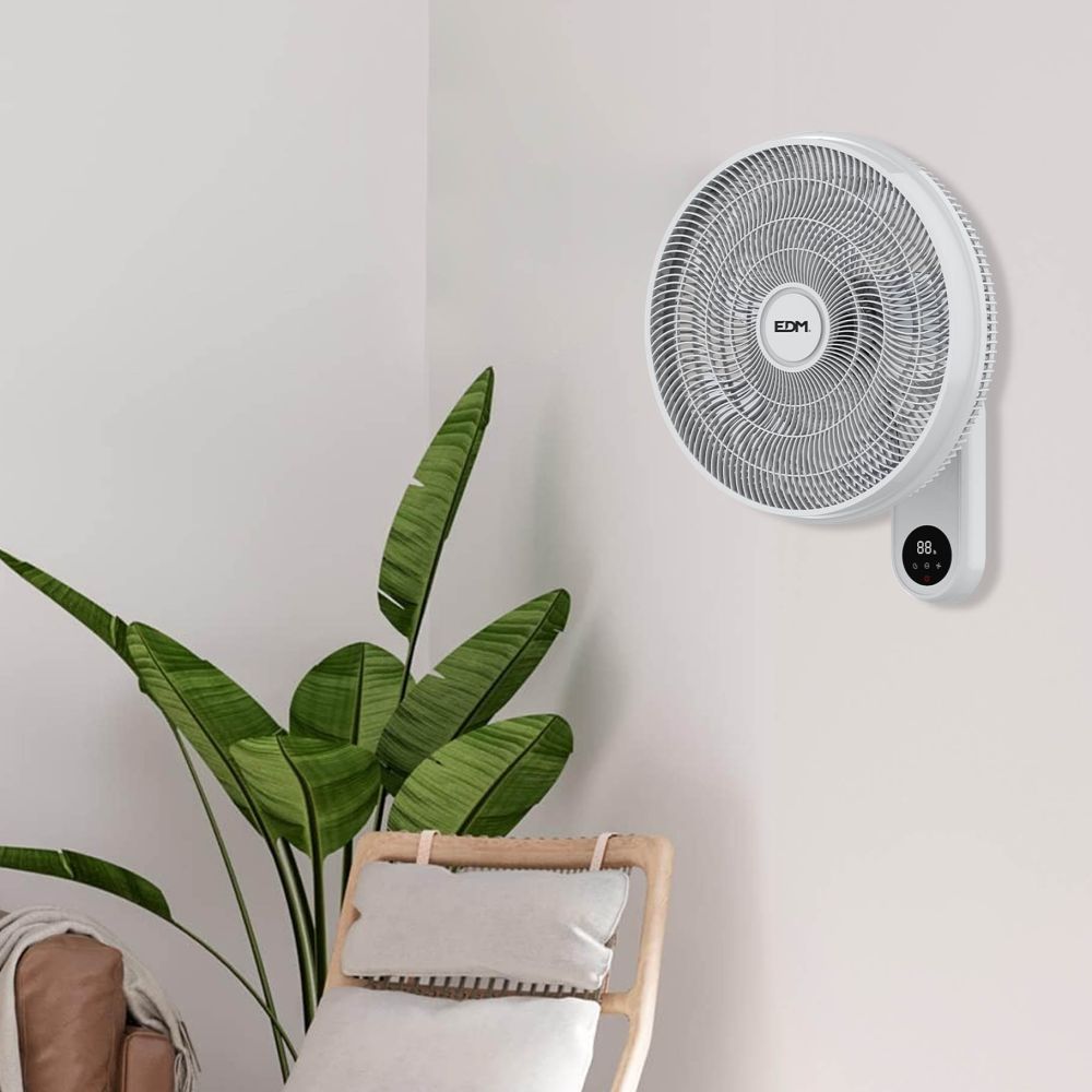 Ventilador pared mando a distancia, blanco, potencia 55 w, 57,24 db, aspas ø40 cm