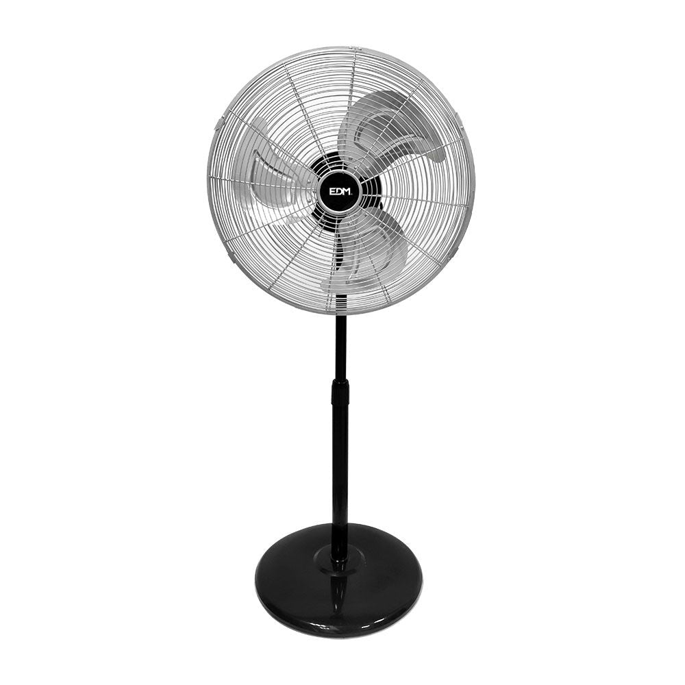 Ventilador de pie industrial, negro/cromado, potencia 80 w, 61,7 db, aspas ø50 cm, altura regulable 60-90 cm