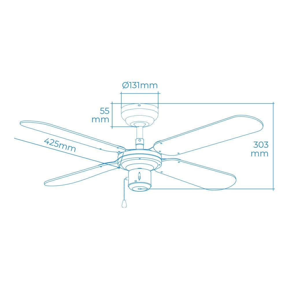 Ventilador de techo modelo baltico. color blanco. potencia: 50 w aspas: ø102cm edm