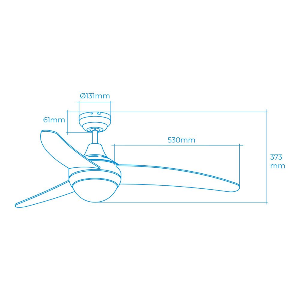 Ventilador de techo modelo egeo. color blanco. potencia: 60w aspas: ø122cm con mando a distancia edm