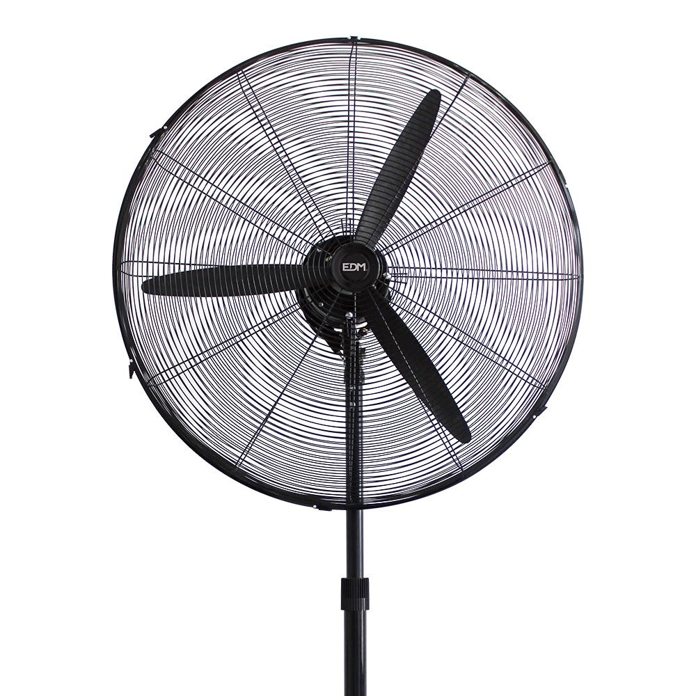 Ventilador de pie industrial base circular, oscilante, negro, potencia 180 w, 64,9 db, aspas ø60 cm, altura regulable 117-156 cm