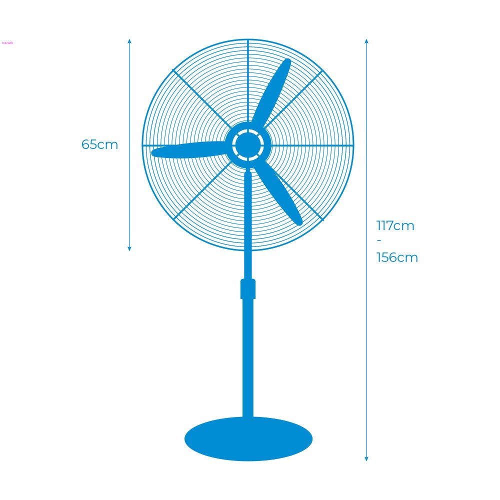 Ventilador de pie industrial base circular, oscilante, negro, potencia 180 w, 64,9 db, aspas ø60 cm, altura regulable 117-156 cm