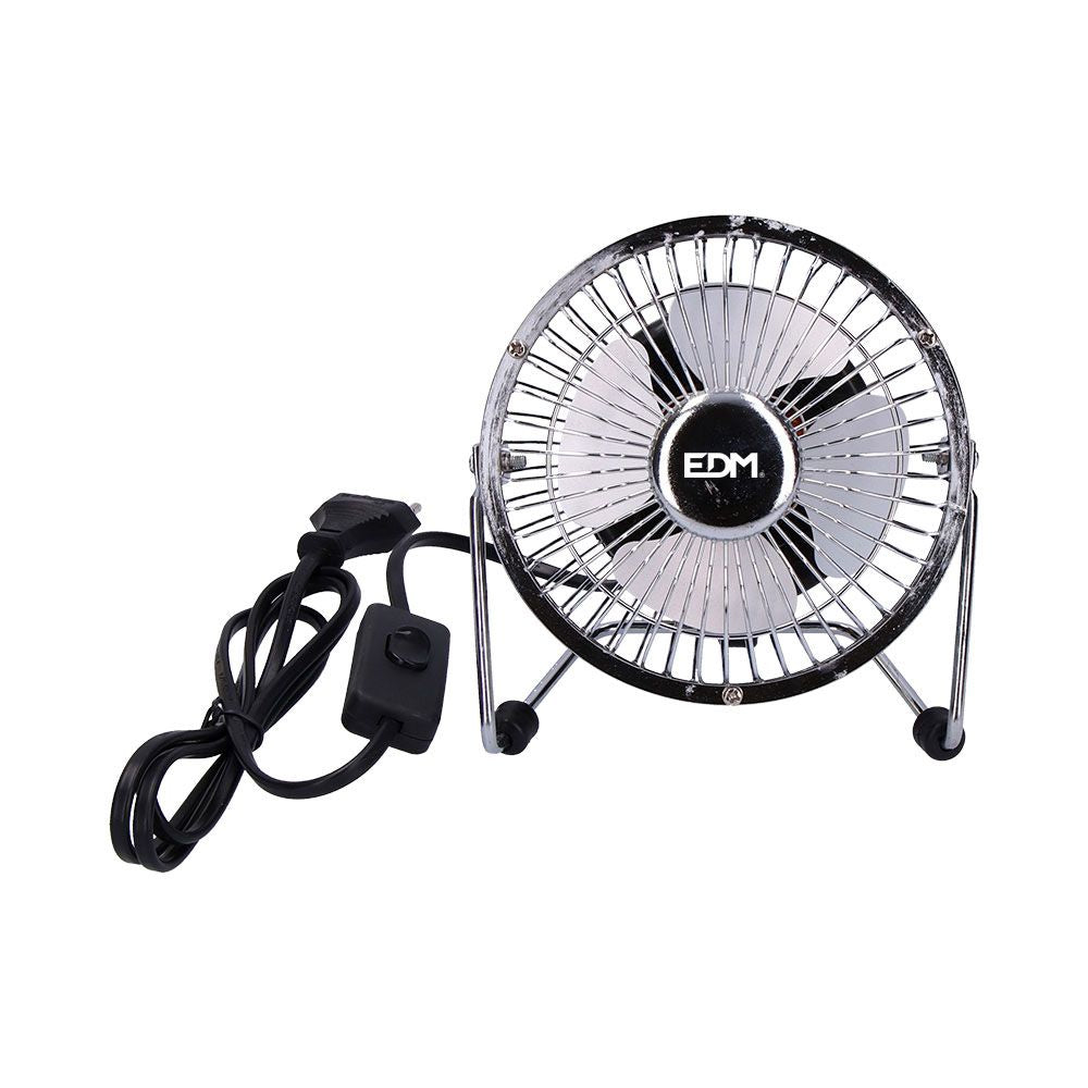 Ventilador mini industrial de sobremesa cromado: 15w - 54,7 db - aspas: ø10 x 15 cm