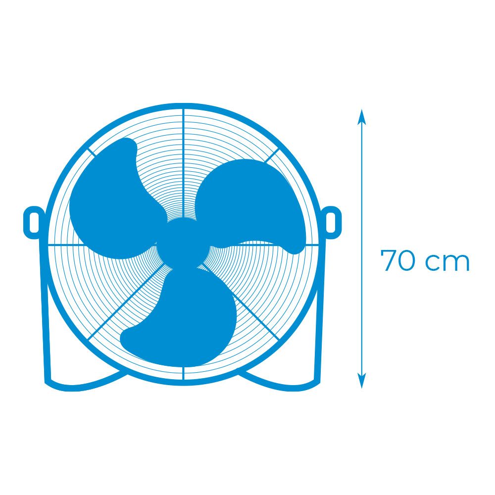 Ventilador industrial de suelo, con ruedas, negro 180 w, 59,8 db, aspas ø60 x 70 cm