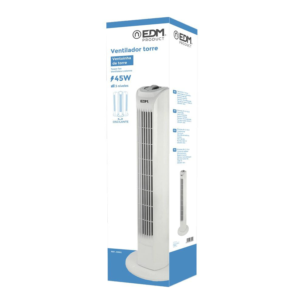 Ventilador de torre. potencia: 45 w, 60db, blanco 21 x 78 cm