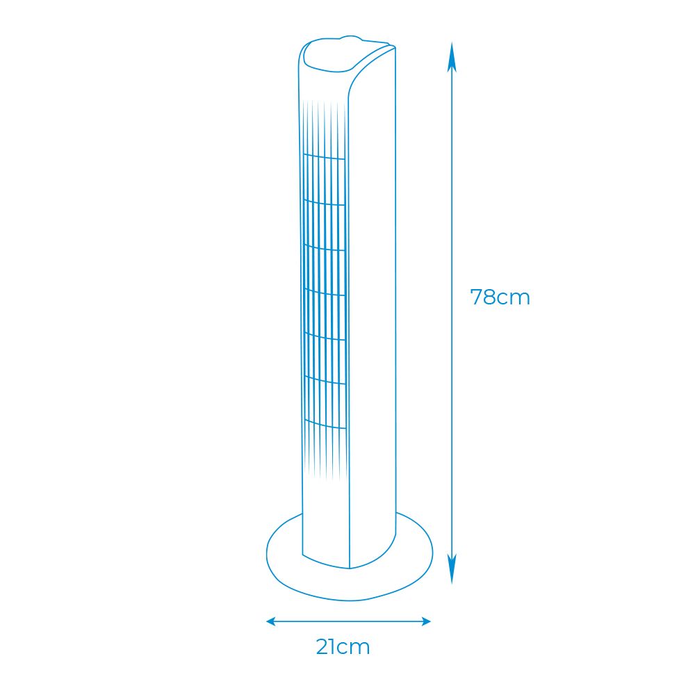 Ventilador de torre. potencia: 45 w, 60db, blanco 21 x 78 cm