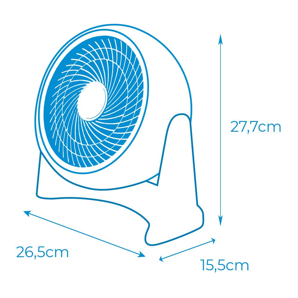 Ventilador 2 en 1 (suelo y pared), blanco, potencia 50 w, 55,65 db, aspas ø18 cm 26,5 x 15,5 x 27,7 cm