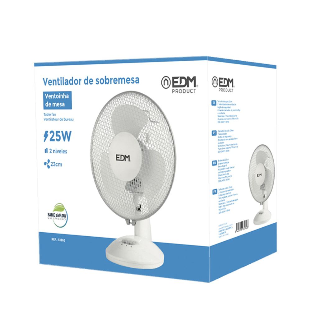 Ventilador de sobremesa blanco: 25 w, 41 db, aspas: ø23 , 27 x 24 x 36 cm