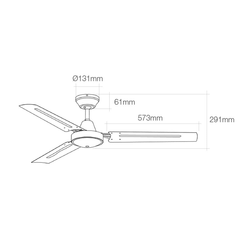 Ventilador de techo modelo industrial. color blanco. potencia: 60w aspas: ø140cm con controlador de pared edm