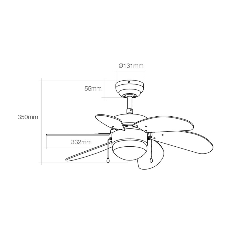 Ventilador de techo modelo aral. color blanco. potencia: 50 w aspas: ø76cm