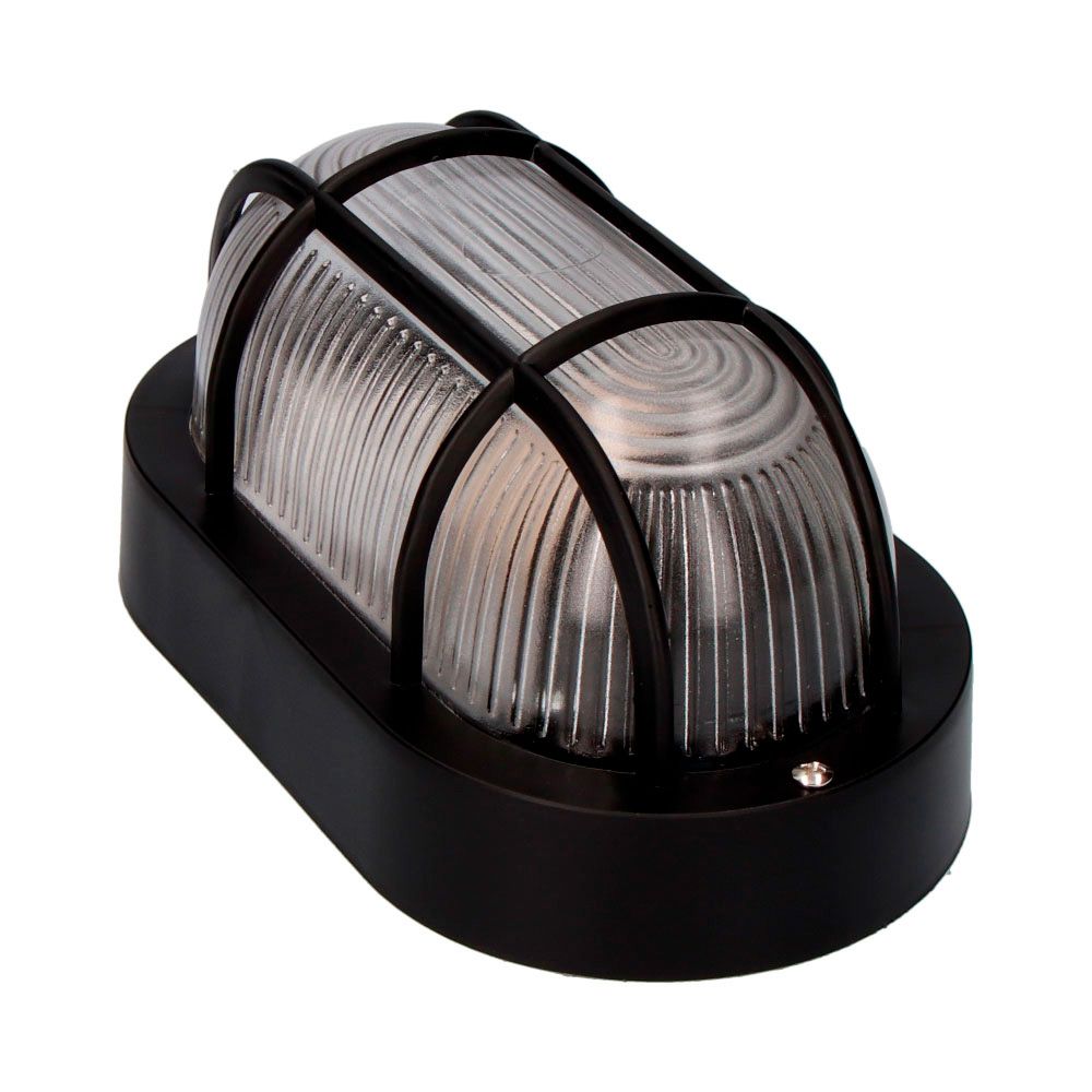 Aplique oval modelo tarragona ip54 1 x e27 40 w 11,4 x 20,2 x 10 cm, negro