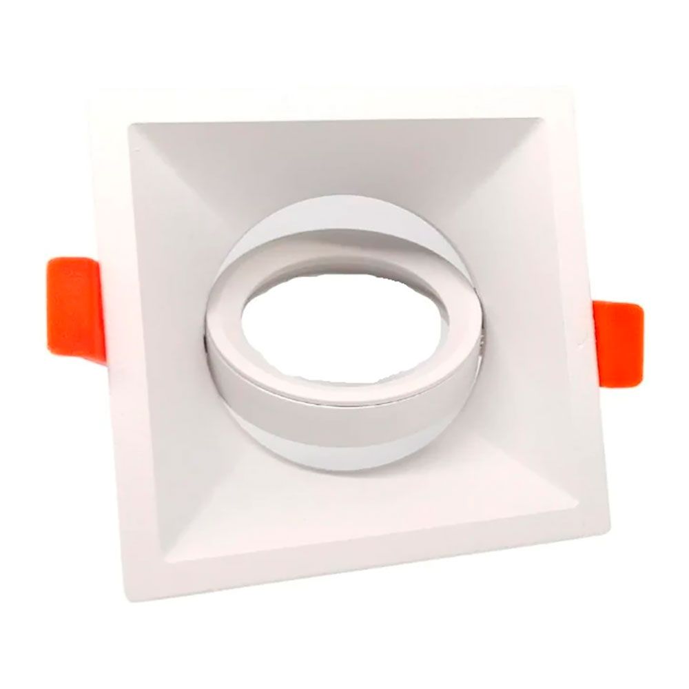 Aro halógeno basculante de empotrar, profundo, cuadrado, blanco, 90 x 90 x 42 mm