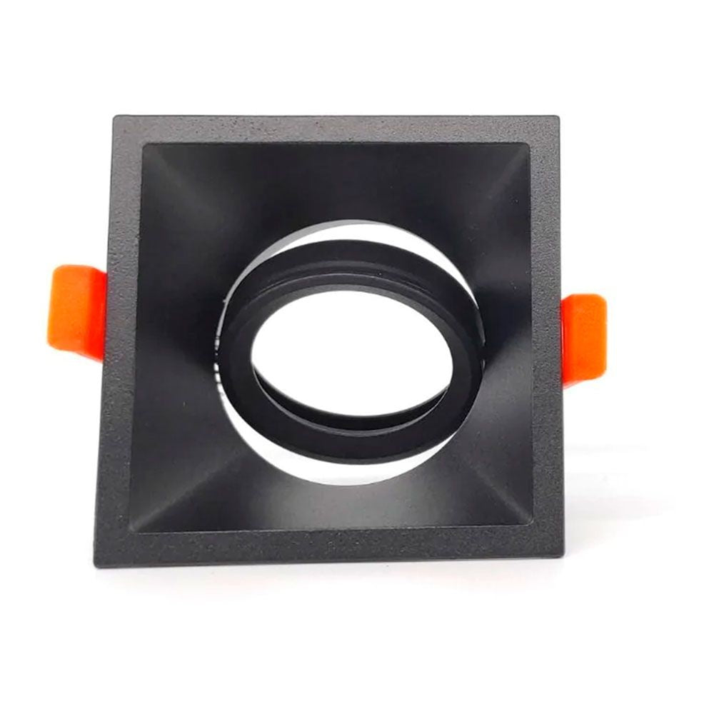 Aro halógeno basculante de empotrar, profundo, cuadrado, negro, 90 x 90 x 42 mm