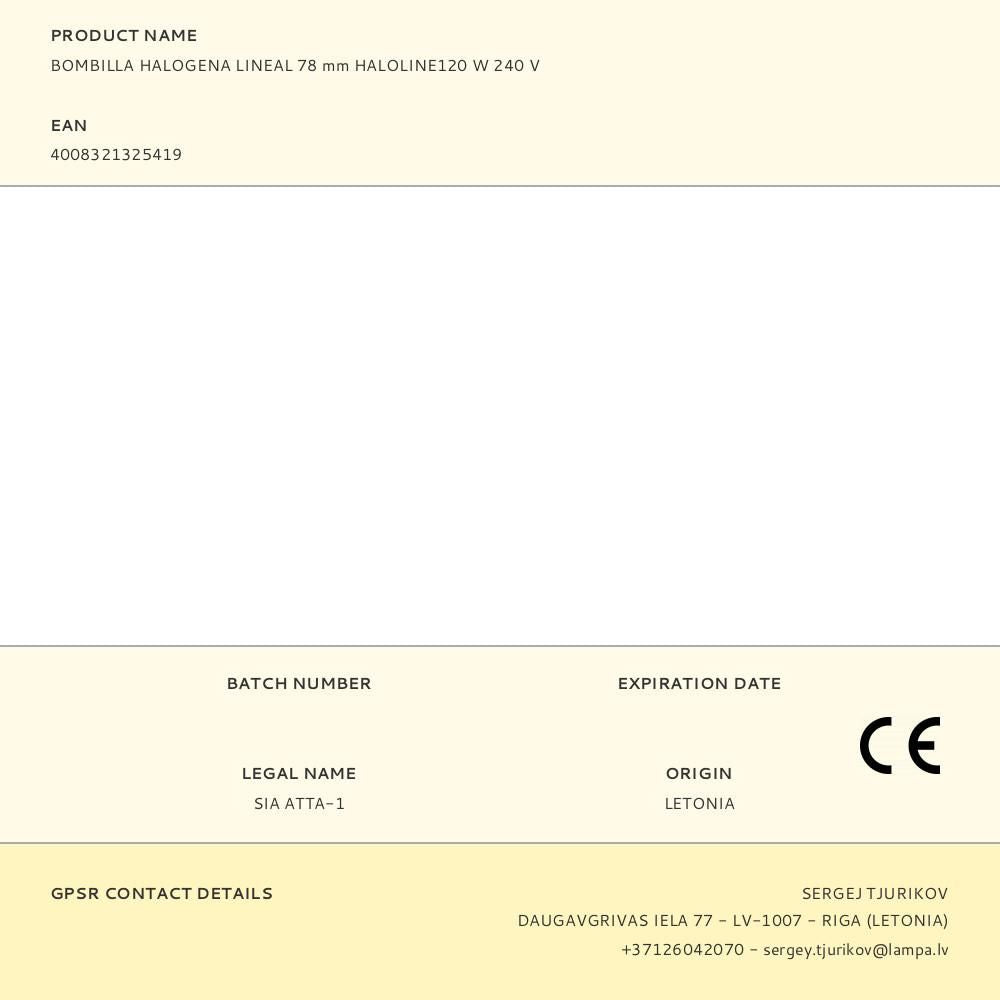 Bombilla halogena lineal 78 mm haloline 120 w 240 v