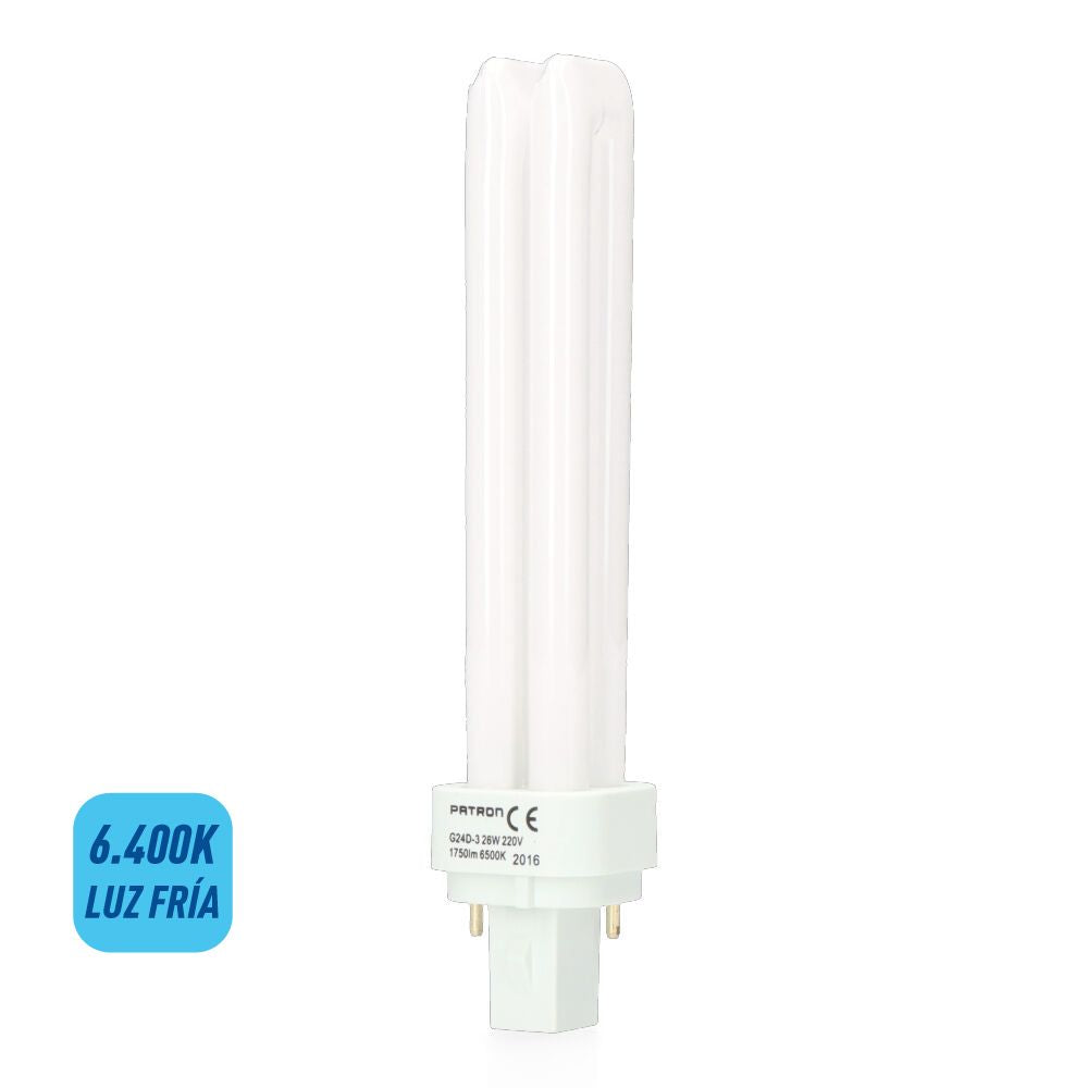 Bombilla bajo consumo g24d-3 2-pins 26 w 1750 lm 6400 k luz fria 169 mm