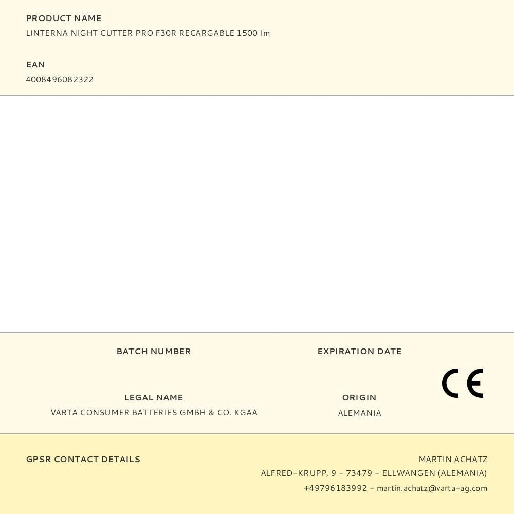 Linterna night cutter pro f30r recargable 1500 im