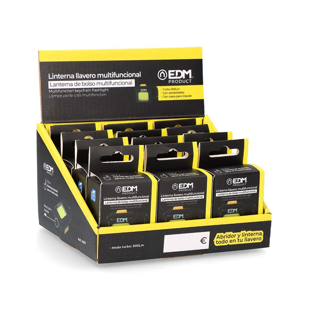 Linterna llavero multifuncional cob 6 w, medida 45 x 21,5 x 62 mm