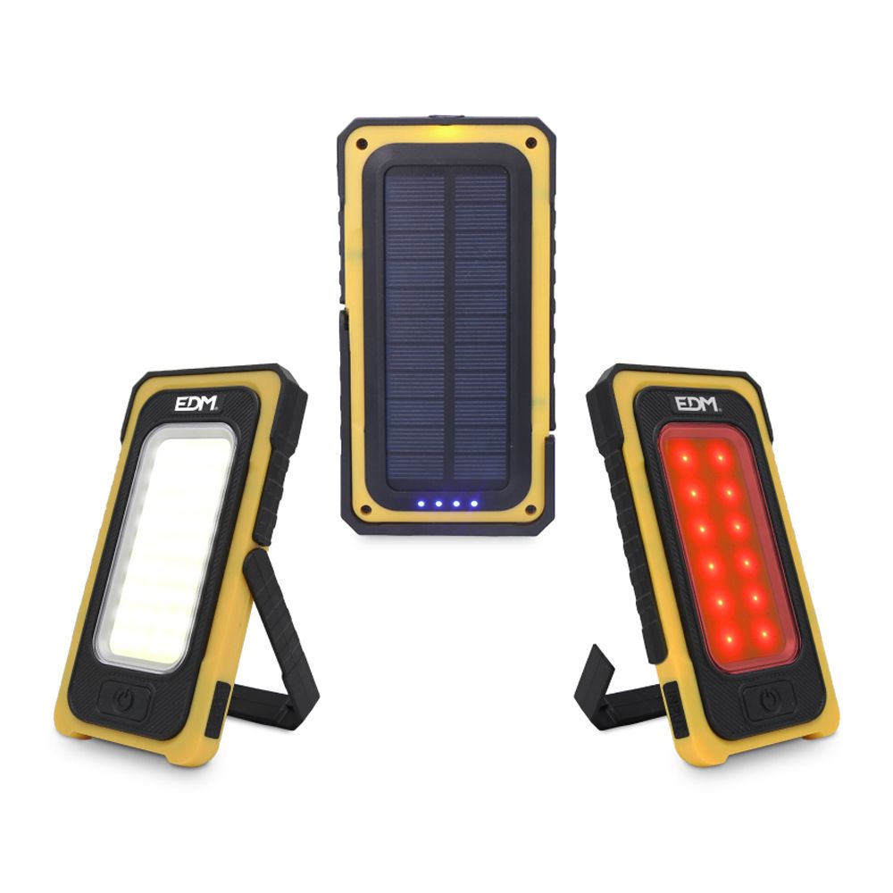 Linterna led cob solar force, recargable, con gancho e imán, 10 w 750 lm