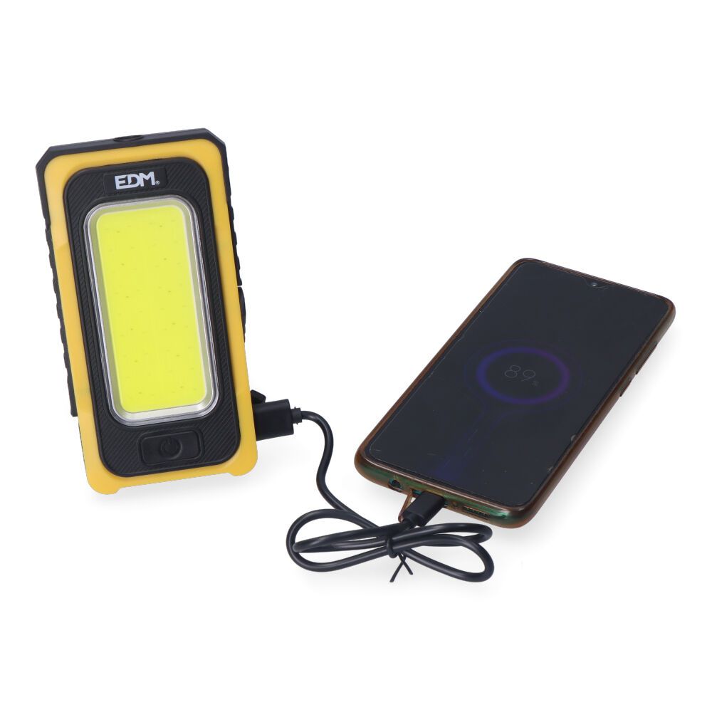 Linterna led cob solar force, recargable, con gancho e imán, 10 w 750 lm