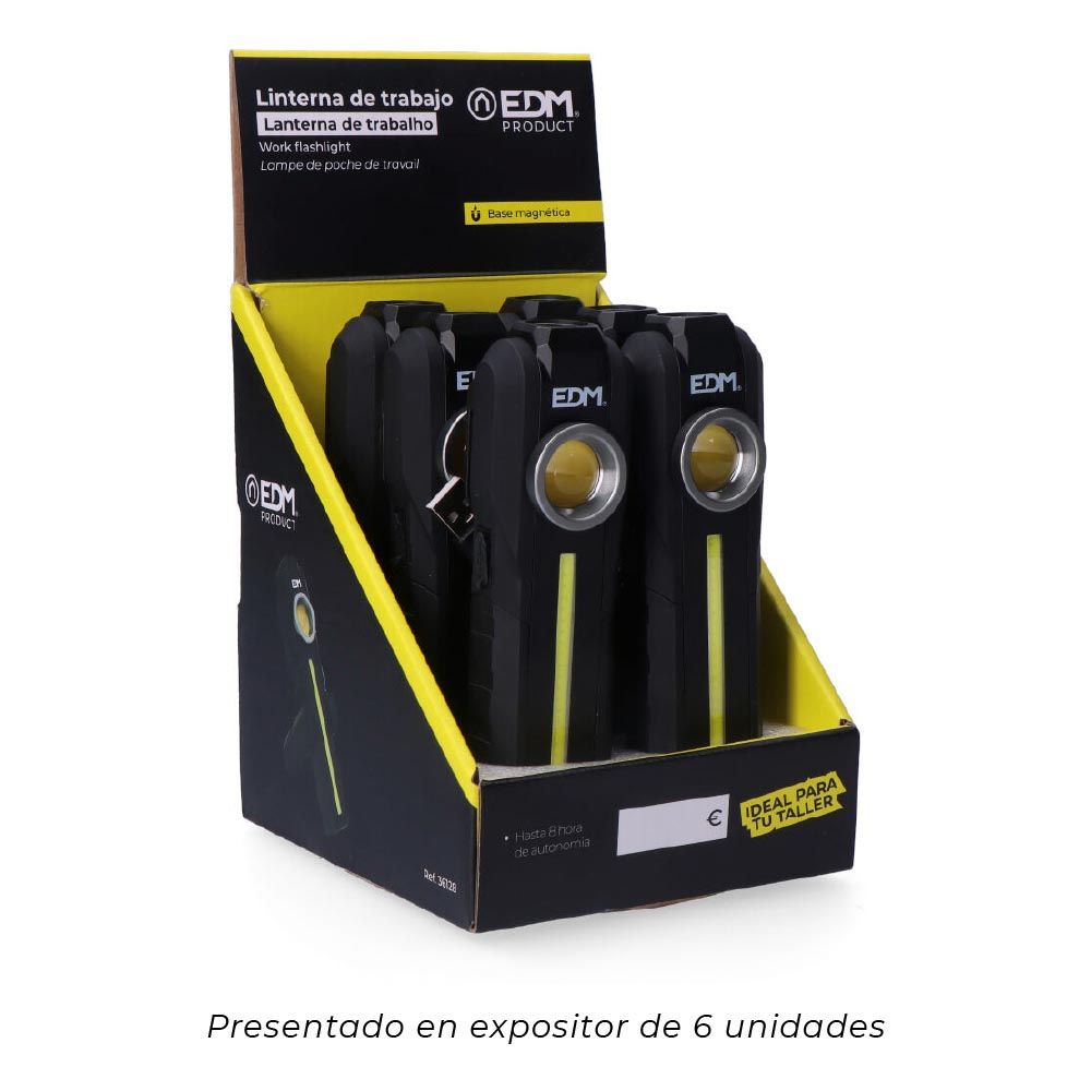 Linterna led de trabajo true work cob 5 w 200lm + 200lm + spot superior 50lm, recargable
