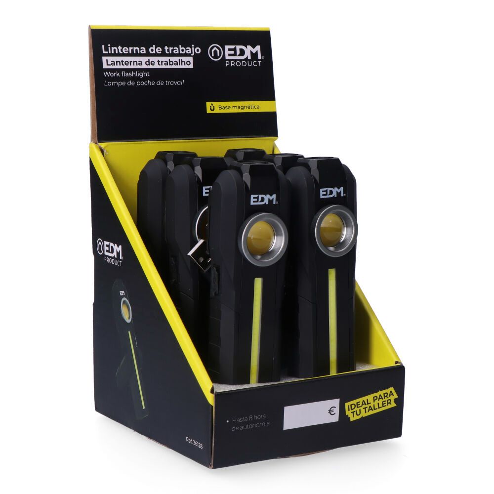 Linterna led de trabajo true work cob 5 w 200lm + 200lm + spot superior 50lm, recargable