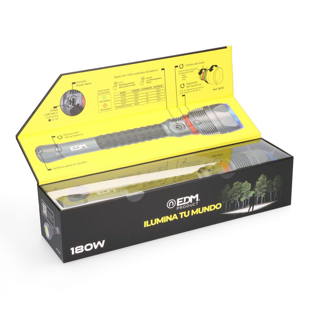 Linterna led de largo alcance 18000 lm